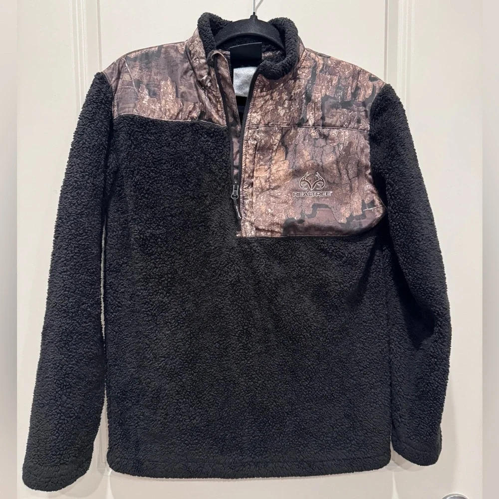 Realtree Camo Sherpa Fleece 1/4 Zip Pullover Jacket - Small - Picture 2 of 11